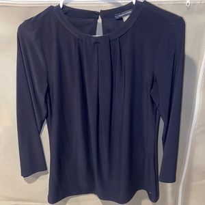 New Tommy Hilfiger Women’s Navy Blue Pleated Blouse Silk Size Xtra Small